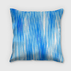 Подушка квадратная Бело-голубой полосатый, цвет: 3D-принт