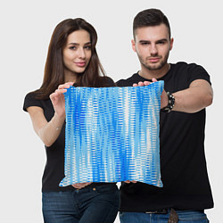Подушка квадратная Бело-голубой полосатый, цвет: 3D-принт — фото 2