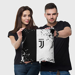 Подушка квадратная Juventus краски текстура спорт, цвет: 3D-принт — фото 2