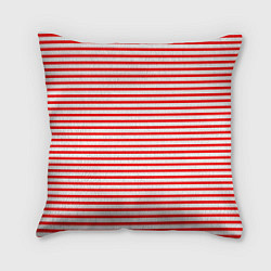 Подушка квадратная Красно-белый полосатый, цвет: 3D-принт