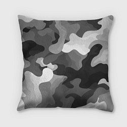 Подушка квадратная Камуфляж серый монохром, цвет: 3D-принт