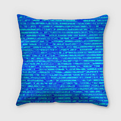 Подушка квадратная Яркий голубой абстрактный полосатый, цвет: 3D-принт