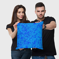 Подушка квадратная Яркий голубой абстрактный полосатый, цвет: 3D-принт — фото 2