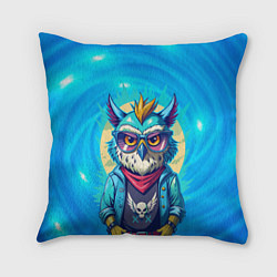 Подушка квадратная Сова в одежде на стиле, цвет: 3D-принт