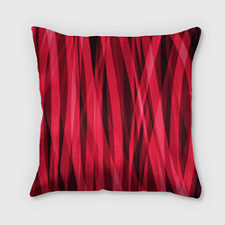 Подушка квадратная Красно-розовые абстрактные полосы, цвет: 3D-принт