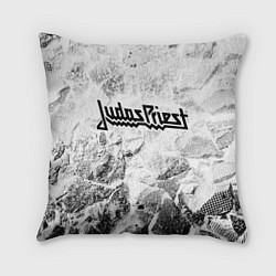 Подушка квадратная Judas Priest white graphite, цвет: 3D-принт