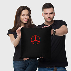 Подушка квадратная Mercedes logo red, цвет: 3D-принт — фото 2