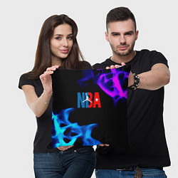 Подушка квадратная NBA neon flame, цвет: 3D-принт — фото 2