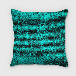 Подушка квадратная Ярко-голубой в чёрную текстурированную полоску, цвет: 3D-принт