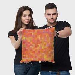 Подушка квадратная Россыпь оранжевых квадратов, цвет: 3D-принт — фото 2
