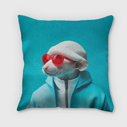 Подушка квадратная Крыса в шапке, цвет: 3D-принт