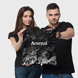 Подушка квадратная Arsenal black graphite, цвет: 3D-принт — фото 2