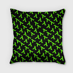 Подушка квадратная Half life green logo, цвет: 3D-принт