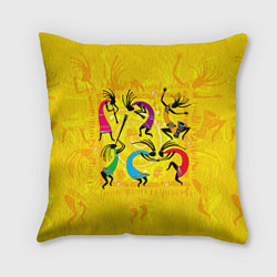 Подушка квадратная Танцующие Кокопелли, цвет: 3D-принт