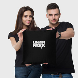 Подушка квадратная Lnkin park logo white, цвет: 3D-принт — фото 2
