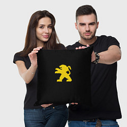 Подушка квадратная Peugeot logo yellow, цвет: 3D-принт — фото 2