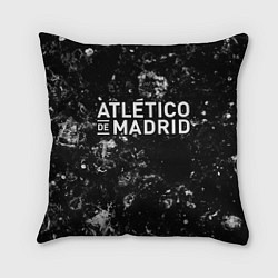 Подушка квадратная Atletico Madrid black ice, цвет: 3D-принт
