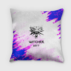 Подушка квадратная The Witcher colors neon, цвет: 3D-принт