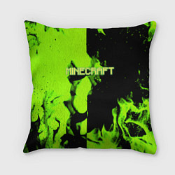 Подушка квадратная Minecraft green logo fire, цвет: 3D-принт