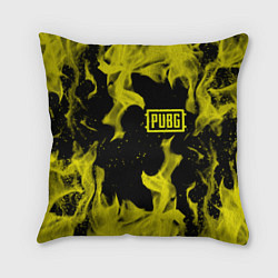 Подушка квадратная PUBG жёлтый огонь, цвет: 3D-принт
