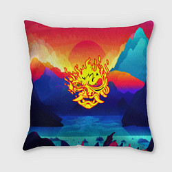Подушка квадратная Samurai fire logo japan, цвет: 3D-принт