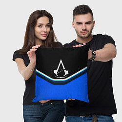 Подушка квадратная Assassins Creed logo abstergo, цвет: 3D-принт — фото 2