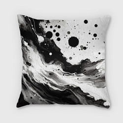 Подушка квадратная Black and white abstraction - blots, цвет: 3D-принт