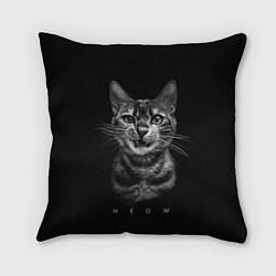 Подушка квадратная Cat meow black and white - big picture, цвет: 3D-принт