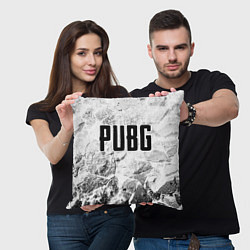 Подушка квадратная PUBG white graphite, цвет: 3D-принт — фото 2