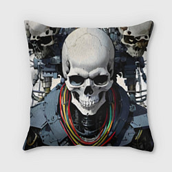 Подушка квадратная Cool cyber skull - ai art fantasy, цвет: 3D-принт