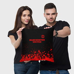 Подушка квадратная Manchester United - red gradient посередине, цвет: 3D-принт — фото 2