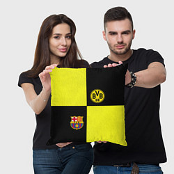 Подушка квадратная Barcelona x Borussia, цвет: 3D-принт — фото 2