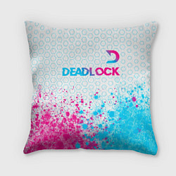 Подушка квадратная Deadlock neon gradient style посередине, цвет: 3D-принт