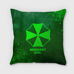 Подушка квадратная Resident Evil - green gradient, цвет: 3D-принт