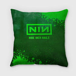 Подушка квадратная Nine Inch Nails - green gradient, цвет: 3D-принт