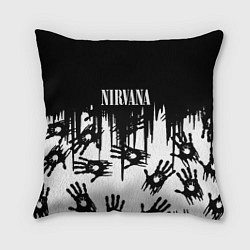 Подушка квадратная Nirvana rok hand, цвет: 3D-принт