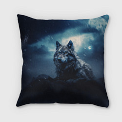 Подушка квадратная Волк ночью, цвет: 3D-принт