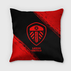 Подушка квадратная Leeds United - red gradient, цвет: 3D-принт