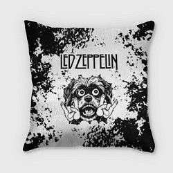 Подушка квадратная Led Zeppelin - рок пес, цвет: 3D-принт