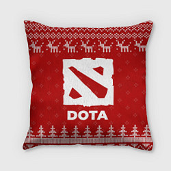 Подушка квадратная Новогодний Dota с оленями, цвет: 3D-принт