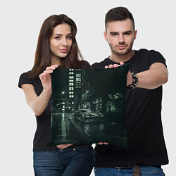 Подушка квадратная Спорткар на тёмной улице, цвет: 3D-принт — фото 2