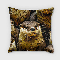 Подушка квадратная Выдры, цвет: 3D-принт