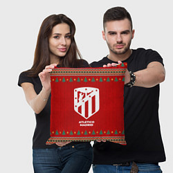 Подушка квадратная Atletico Madrid new year, цвет: 3D-принт — фото 2