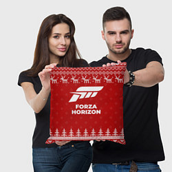Подушка квадратная Новогодний Forza Horizon с оленями, цвет: 3D-принт — фото 2