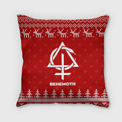Подушка квадратная Новогодний Behemoth с оленями, цвет: 3D-принт
