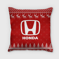 Подушка квадратная Новогодний Honda с оленями, цвет: 3D-принт