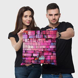 Подушка квадратная Pink bricks, цвет: 3D-принт — фото 2