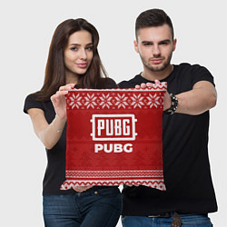 Подушка квадратная Новогодний PUBG, цвет: 3D-принт — фото 2