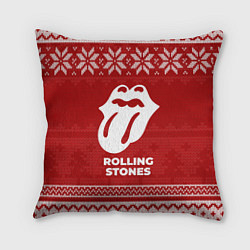 Подушка квадратная Новогодний Rolling Stones, цвет: 3D-принт