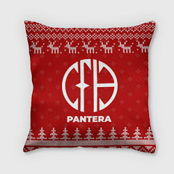 Подушка квадратная Новогодний Pantera с оленями, цвет: 3D-принт